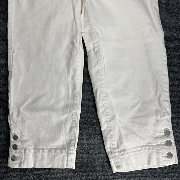 NYDJ Not Your Daughters Jeans Womens 6 White Denim Cotton Stretch Crop Button - Picture 2 of 10